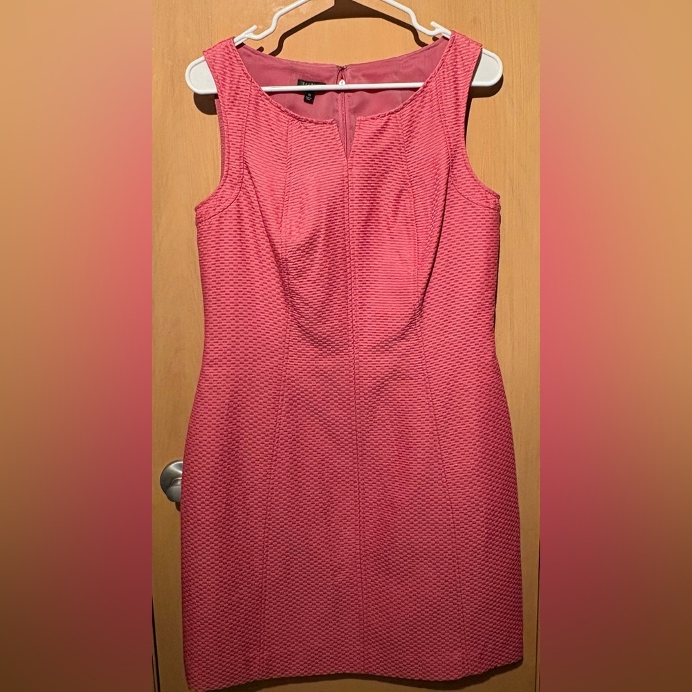 Womens Talbots Pink Career Silk Blend Lined Sleeveless Dress Size 10 Basketweave